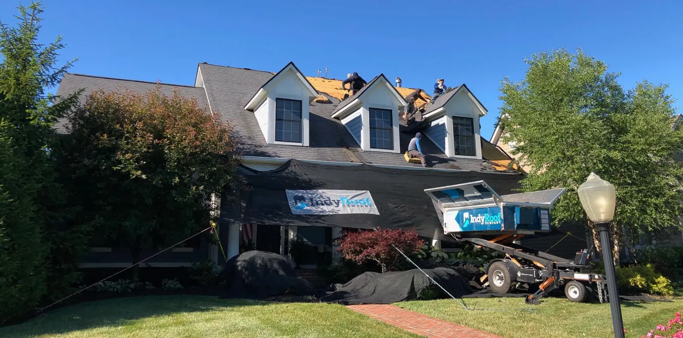 Tarping and dry-in on a Station Hill commercial roof